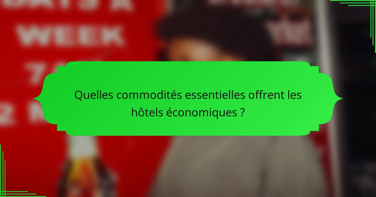 Quelles commodités essentielles offrent les hôtels économiques ?