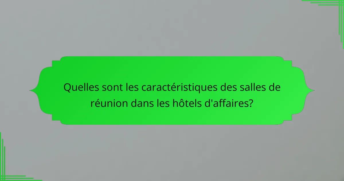 Quelles sont les caractéristiques des salles de réunion dans les hôtels d'affaires?