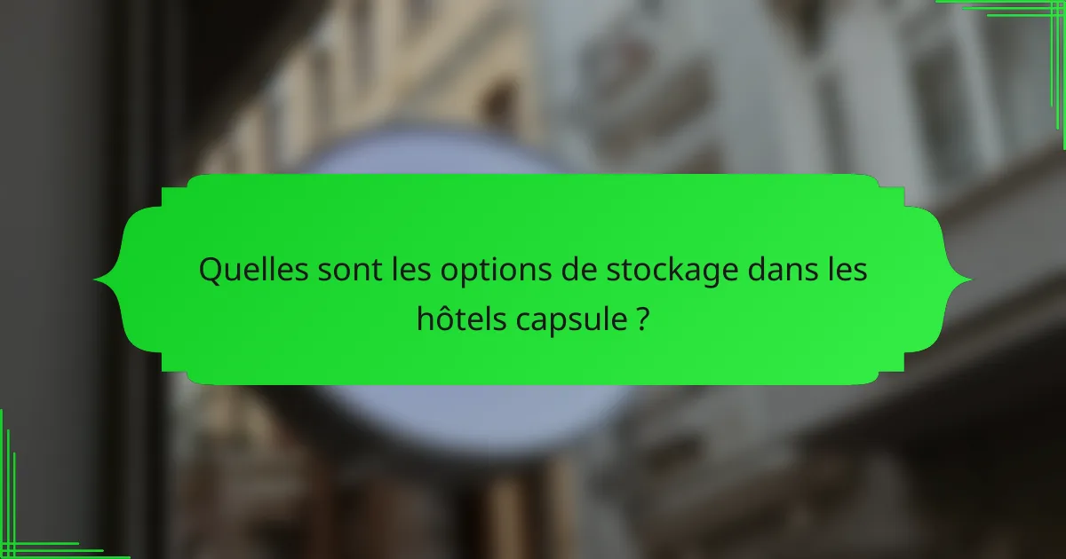 Quelles sont les options de stockage dans les hôtels capsule ?