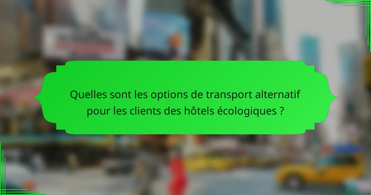 Quelles sont les options de transport alternatif pour les clients des hôtels écologiques ?