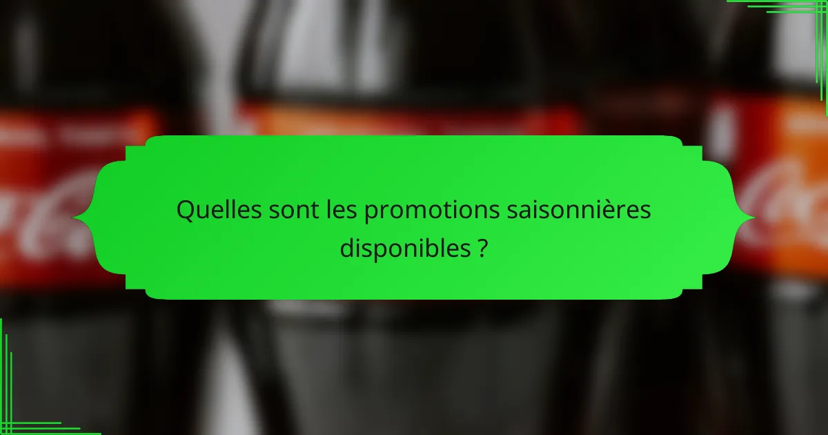 Quelles sont les promotions saisonnières disponibles ?