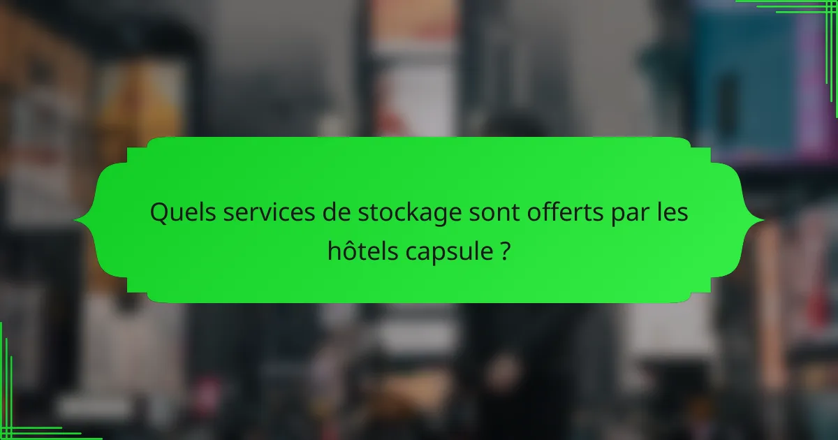 Quels services de stockage sont offerts par les hôtels capsule ?