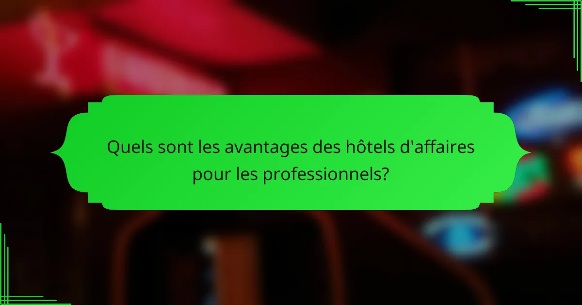 Quels sont les avantages des hôtels d'affaires pour les professionnels?