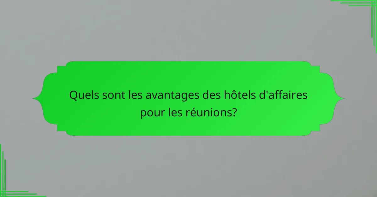 Quels sont les avantages des hôtels d'affaires pour les réunions?